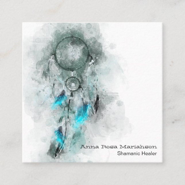 *~* Dream Catcher Tribal Heilige Shamen Shamanic Quadratische Visitenkarte (Vorderseite)