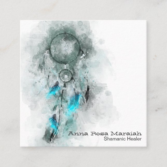 *~* Dream Catcher Tribal Heilige Shamen Shamanic Quadratische Visitenkarte (Vorderseite)