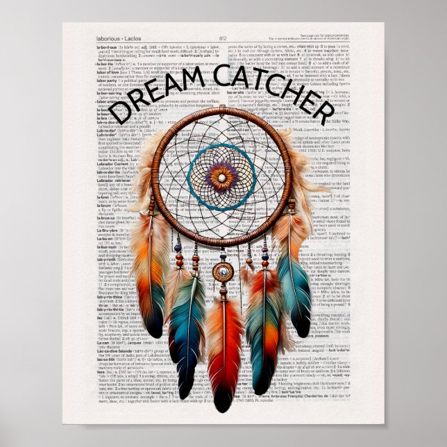 Dream Catcher - Wörterbuchseite Kunstwerk Poster (Vorne)