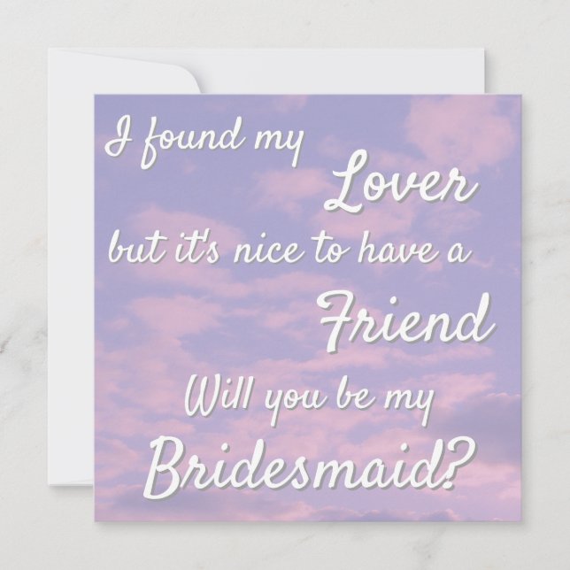 Dream Clouds Lover Bridesmaid Vorschlagskarte Dankeskarte (Vorderseite)
