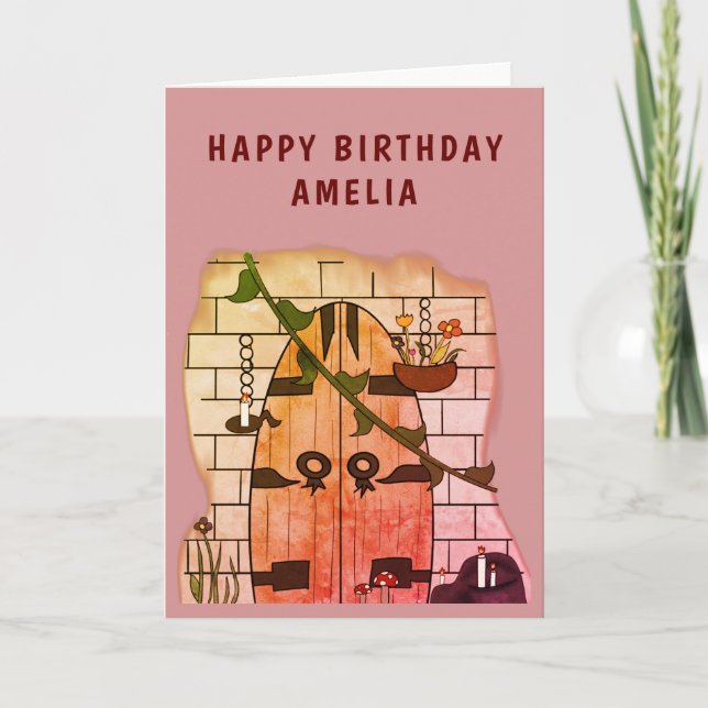 Dream Door Fairy Tale Zeichnend Mädchen Geburtstag Karte (Vorderseite)