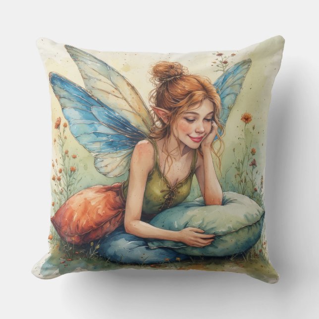 Dream Fairy Holding 2 Pillows Kissen (Vorderseite)