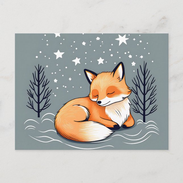 Dream Fox Night Sky Postkarte (Vorderseite)