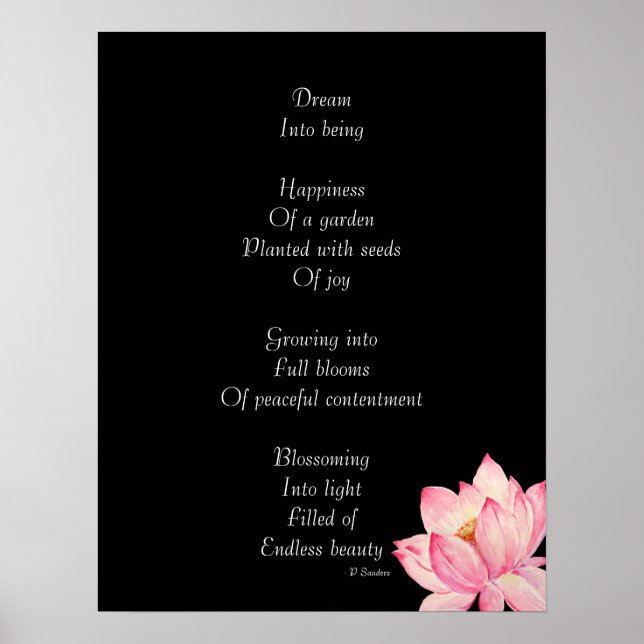 Dream Gedicht mit Lotus-Blume Poster (Vorne)