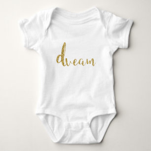 "Dream" Gold Typografie Baby Girl Stilvolle Elegan Strampler
