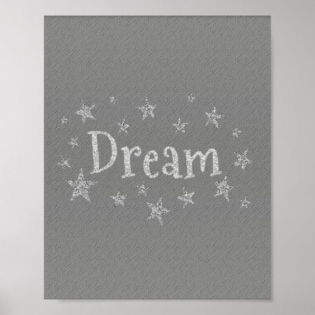 Dream Grau mit Silver Glitzer Poster (Vorne)