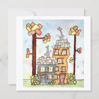 Dream House Watercolor Grußkarte Karte
