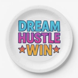 DREAM HUSTLE GEWINNEN Motivierend Papierplatte Pappteller