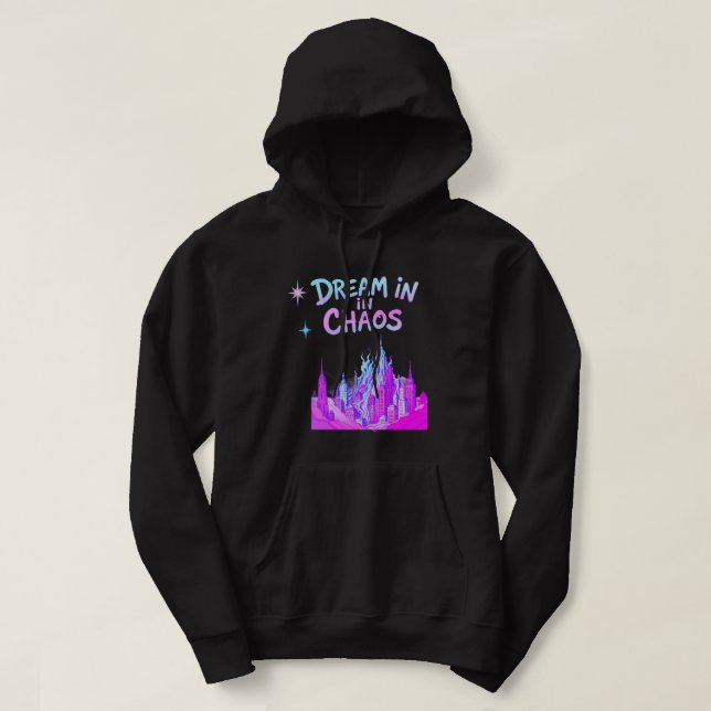 Dream in Chaos – Surreal Cityscape Hoodie (Design vorne)