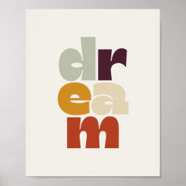 Dream in retro color style poster