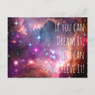 Dream It Achieve It Motivational Quote Galaxy Star Postkarte
