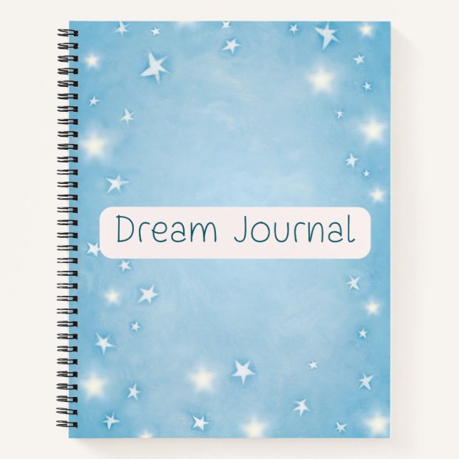 Dream Journal - Aquarellblau und weiße Sterne Notizbuch (Vorderseite)