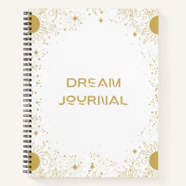 Dream Journal - Gold und Weiße Sonne und Sterne Notizbuch