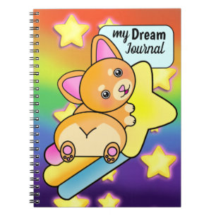 Dream Journal mit Happy Corgi über Shooting Star Notizblock