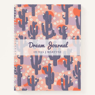 Dream Journal Modern Cactus Personalisiert Notizbuch