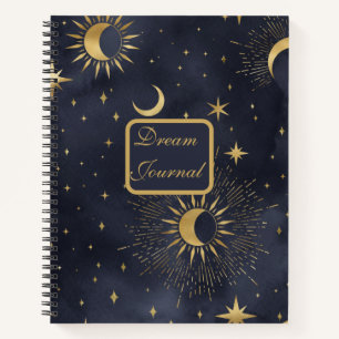 Dream Journal - Moderne Himmelssonne und Mond Notizbuch