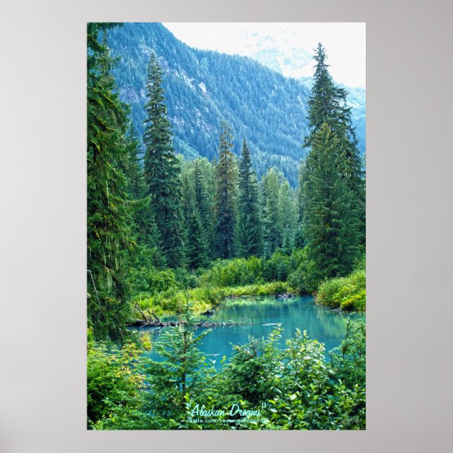Dream Lake Alaska, USA & Forested Mountains Foto Poster (Vorne)