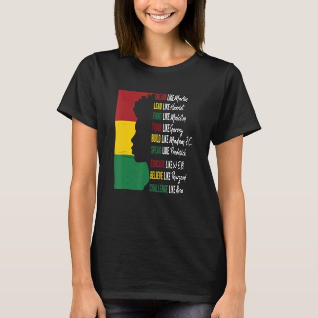 Dream Lead Fight Think Write Build Speak Educate B T-Shirt (Vorderseite)