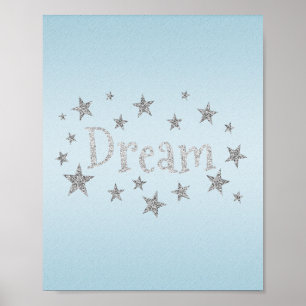 Dream Light Blue mit Silver Glitzer Poster