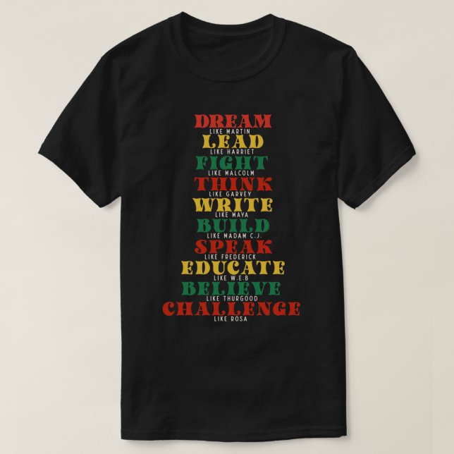 Dream like BLM Black History Month T-Shirt (Design vorne)