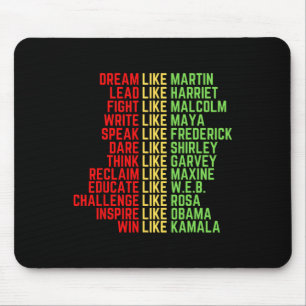 Dream like Martin Men Women Boys Girls Black Histo Mousepad