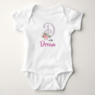 Dream Name Baby Outfit Letter D Romper Floral Girl Strampler