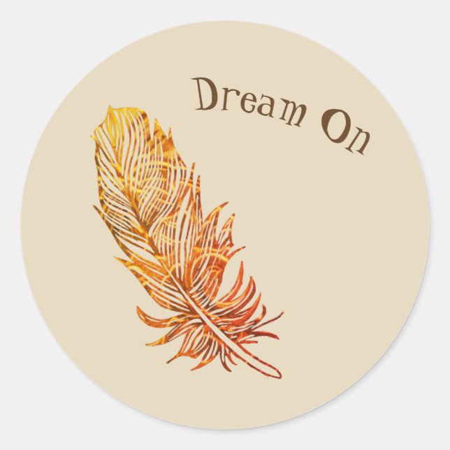 Dream On golden feather Sticker (Vorderseite)