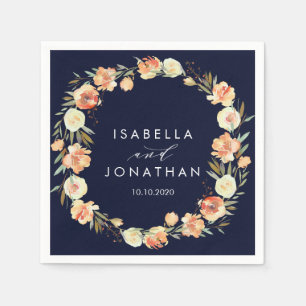 Dream Peach and Navy Rustikale Hochzeit Personalis Serviette
