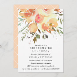 Dream Peach Blume Bridesmaids Luncheon Wedding Einladung