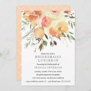 Dream Peach Blume Bridesmaids Luncheon Wedding Einladung