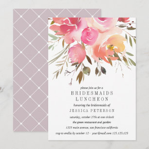 Dream Pink Blume Bridesmaids Luncheon Wedding Einladung