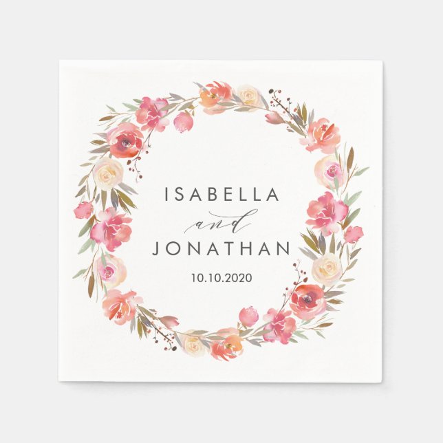 Dream Pink | Blume Rustikale Hochzeit Personalisie Serviette (Vorderseite)