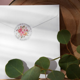 Dream Pink | Botanische Hochzeit - Rücksendeadress Runder Aufkleber