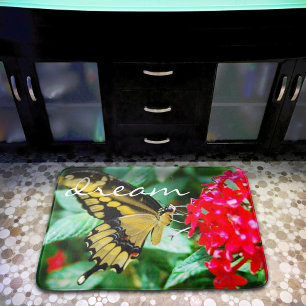 Dream Quote Script Gelbes Schwarzes Schmetterling- Badematte
