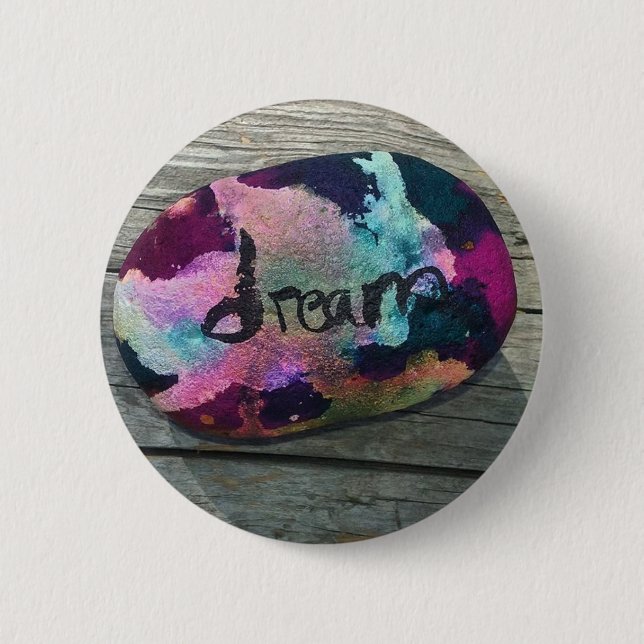 Dream Rock Ich malte mit Alkohol und Indien Tinte. Button (Vorderseite)