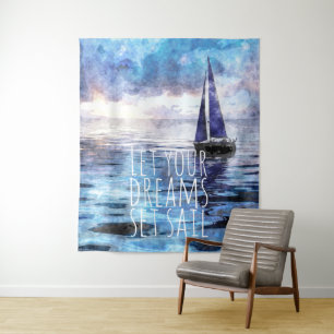 Dream Sail Inspiration Ozean Blue Sunset Wandteppich