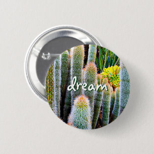 Dream Script Fuzzy Green Cacti Sukkulentes Foto Button