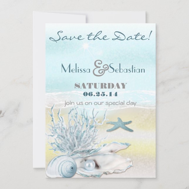 Dream Shore Beach Blue Wedding Save the Date (Vorderseite)