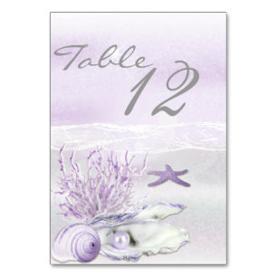 Dream Shore Beach Orchid Wedding Table Card Tischnummer