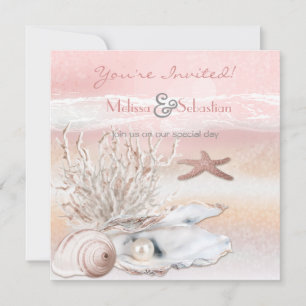 Dream Shore Beach Peach Wedite Einladung