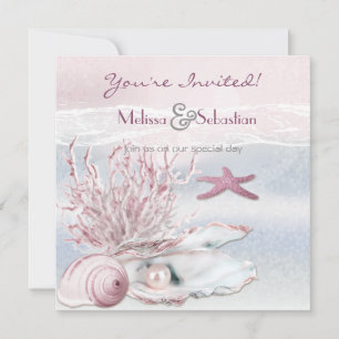 Dream Shore Beach Pink Wedite Invite Einladung