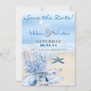 Dream Shore Beach Sehr Blue WeddingSave the Date Save The Date