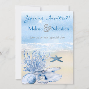 Dream Shore Beach Sehr Blue Wedite Einladung