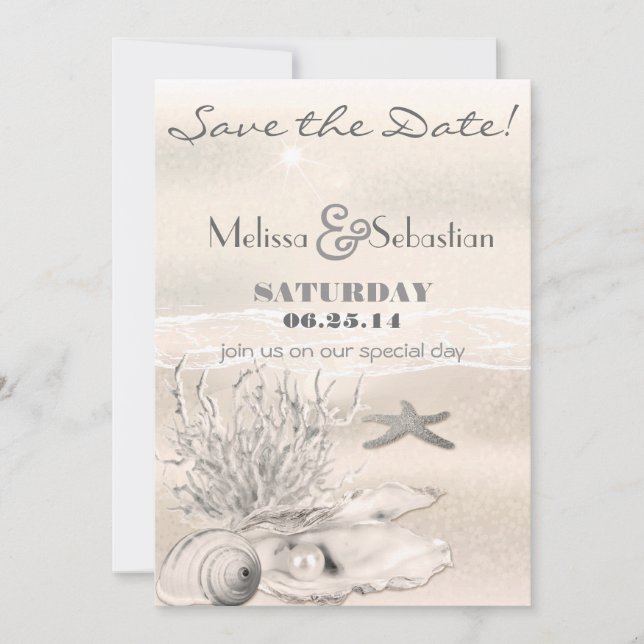 Dream Shore Beach Sepia Wedding Save the Date (Vorderseite)