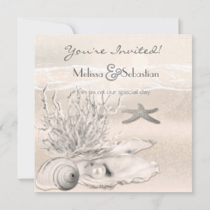 Dream Shore Beach Sepia Wedite Invite Einladung
