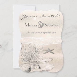 Dream Shore Beach Sepia Wedite Invite Einladung