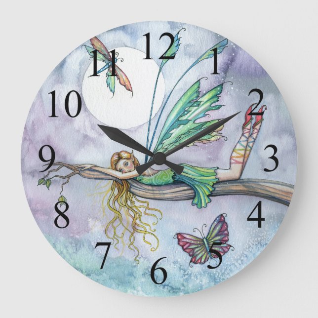 Dream Spot Farbenfrohe Faible und Schmetterlingsuh Große Wanduhr (Vorderseite)