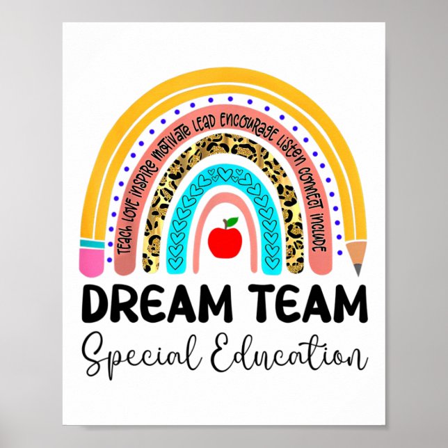 Dream Team Sonderpädagogik Boho Regenbogen Leopard Poster (Vorne)
