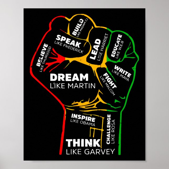 Dream Think Speak Black History Month Hand Strong  Poster (Vorne)