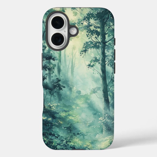 Dream Watercolor Misty Forest Phone Case (Rückseite)